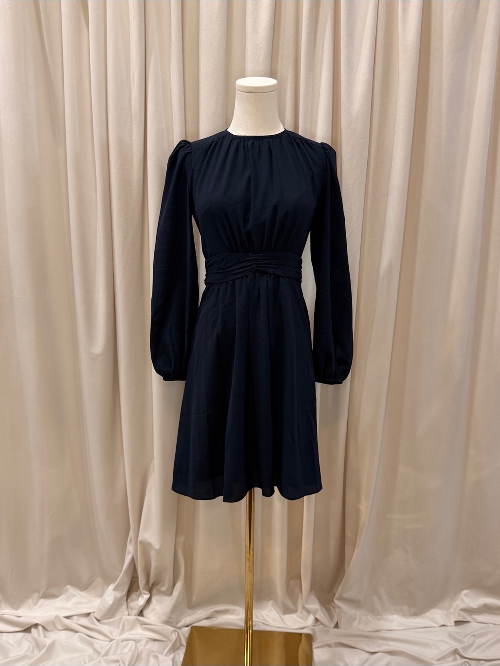 NWT Donna Morgan Navy Open Back Long Sleeve Cocktail Dress US 0